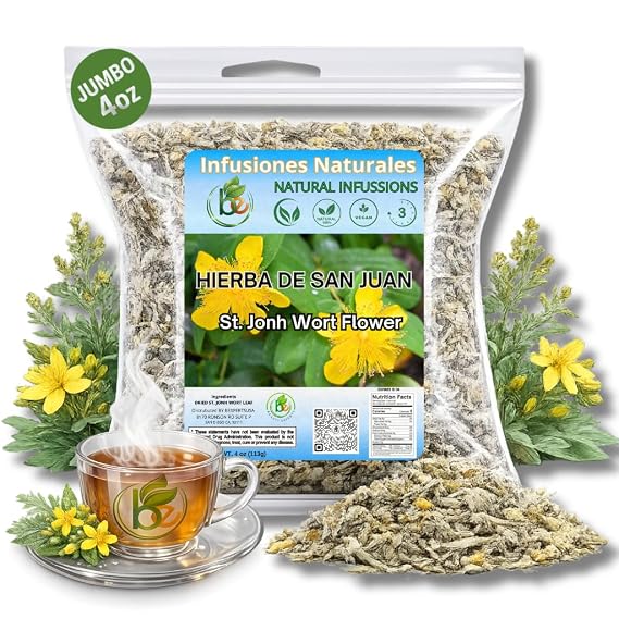 Hierba de San Juan (St. Johns Wort) Tea 4 oz Loose Leaf 100% Natural, Vegan, Non-GMO Herbal Tea by Bexpertsusa