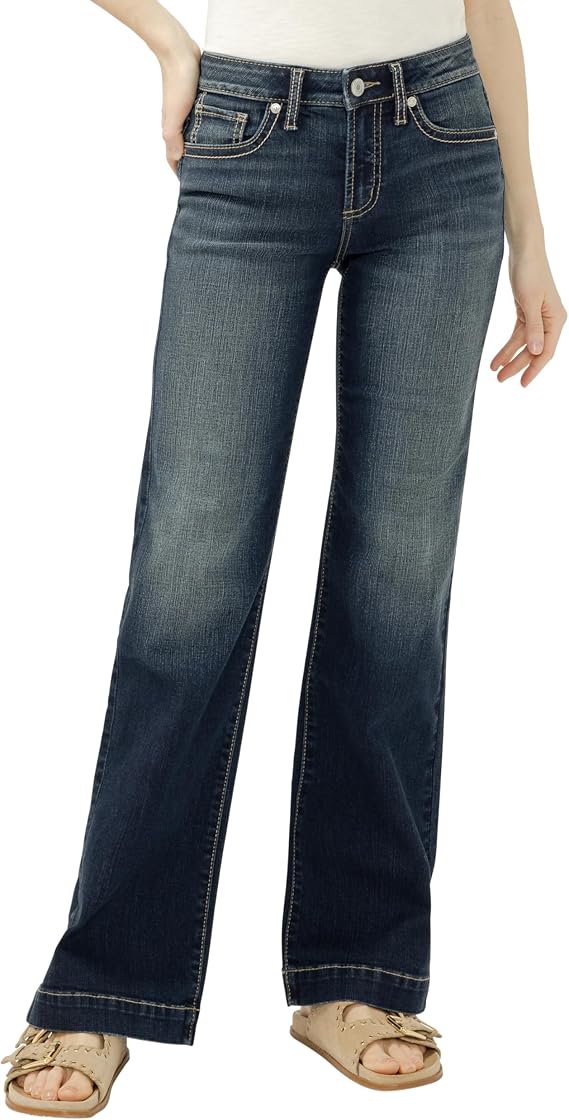 Silver Jeans Co. Women's Suki Mid Rise Trouser Leg Jeans