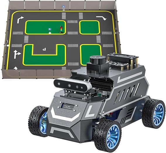 Yahboom Raspberry Pi 5 8GB for AI Robot Car,Supports RVIZ Simulation ROS2 and Autonomous Driving, Large Model Sandbox Track, 3.2m*2.8m Track-Map