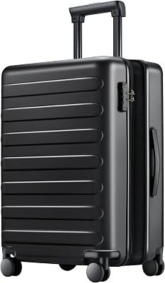 NINETYGO Carry On Luggage 22x14x9 Airline Approved, 20 Inch Luggage with Smooth Spinner Wheels, Expandable, Hard Shell PC Suitcase, Lightweight Travel Luggage, TSA Approved Black, Rhine Max1.0