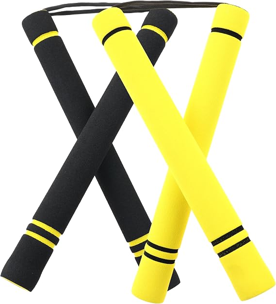 Safe Foam Rubber Training Nunchucks with Cord 2PCS for Kids & Beginners Practice and Training - Multi-Color and Style to Choose from