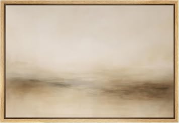 SIGNWIN Framed Canvas Print Wall Art Minimalist Neutral Abstract Landscape Soft Beige and Brown Horizon Illustrations Modern Art Multicolor for Living Room, Bedroom, Office - 24"x36" Natural