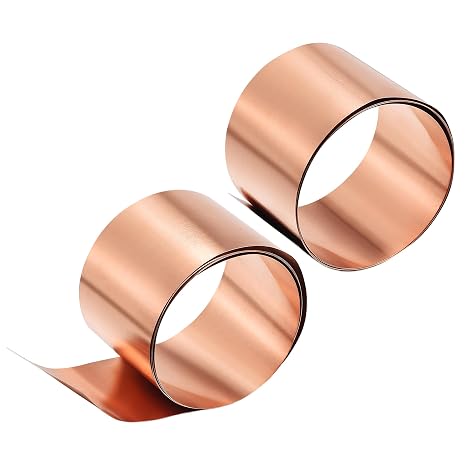 uxcell 2pcs Copper Sheet Roll, Metal Foil Plate 1000mm x 50mm x 0.1mm
