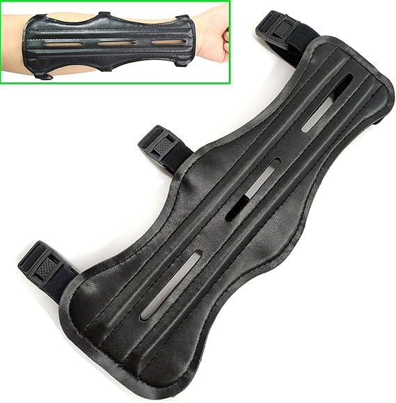 EOU Archery Arm Guards Forearm Guard Leather Wrist Guard with Adjustable 3 Straps Buckles, for Youth and Adult