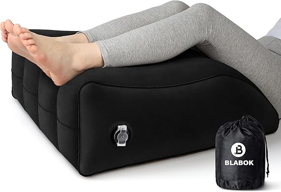 Wedge Pillow for Sleeping - Inflatable Leg Elevation Pillow for Swelling,Circulation,Leg & Back Pain Relief,Leg Support Pillow,Leg Wedge Pillows for After Aurgery,Hip,Foot,Ankle Recovery (Black)