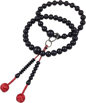UMT Jodo Shu Buddhism juzu Ebony and Woven Balls Pure Land School nenju with a Convenient Yellow ojuzu Bag