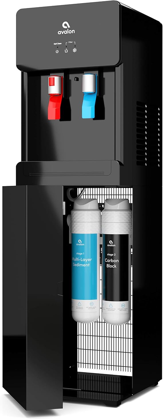 Avalon Self Cleaning Touchless Bottleless Water Cooler Dispenser - Hot & Cold Water, Child Safety Lock, Innovative Slim Design - UL- Black - A7BOTTLELESSBLK