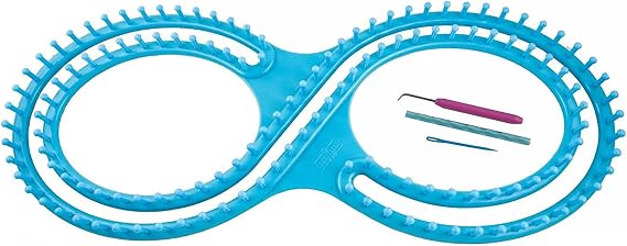 WAYION 55" Afphgan Serenity Loom Knitting Board Weave Loom Kit with Step by Step Instructions Great for the Experienced Loom Knitter(Blue/Pink) (Blue)