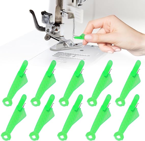 GAOHUI Mini Fish Mouth Sewing Machine Needle Threader, Plastic Embroidery Needle Threader Tool with Hangable Fishtail, Quick Automatic Needle Threader for Sewing Machine and DIY (10PCS)
