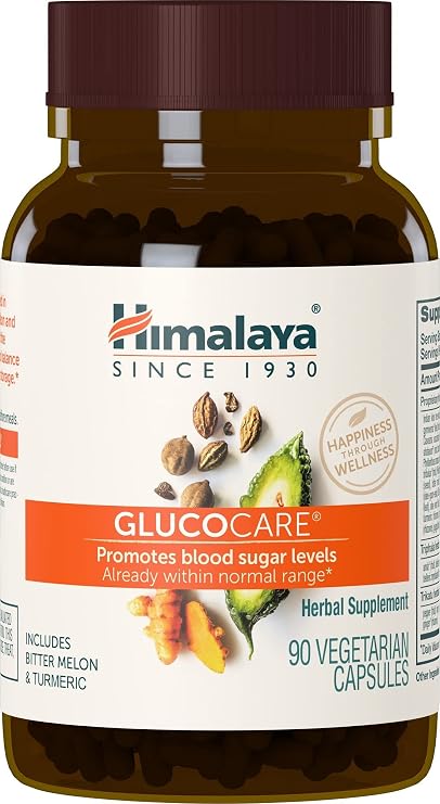 Himalaya GlucoCare Herbal Glucose Metabolism & Pancreatic Support with Bitter Melon, Gymnema, Triphala & Turmeric Natural Blood Sugar Support Vegan, Non-GMO, Gluten-Free 90 Capsules | Himalaya GlucoCare Herbal Glucose Metabolic Supplement, 90 Capsules,