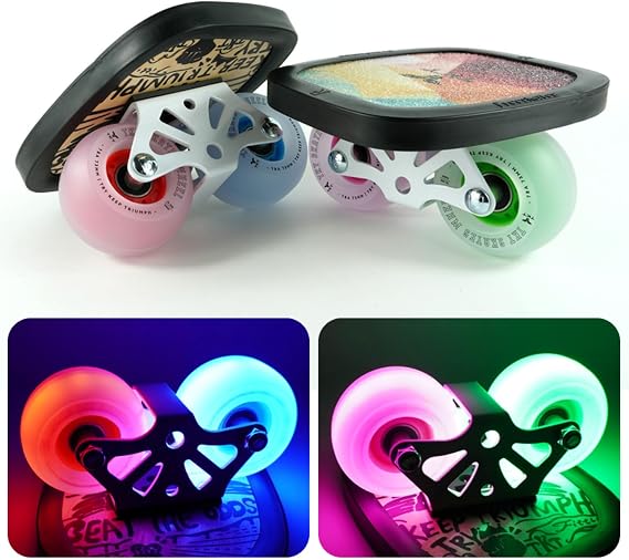 TKT FreeSkates - カラフルな点滅ホイール - 高反発フリードリフトボード - エッジプロテクター付きメープルデッキドリフトシューズ - ハイエンドベアリング ポータブル アウトドア フリードリフトプレート カラー