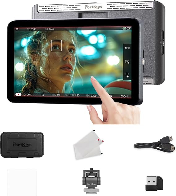 Portkeys LH7P 7inch Camera Monitor 1000nit High Brightness 1920 x 1080 IPS Touchscreen Monitor, with Built-in Wireless Module, Support Stretch Effects, 3D LUT Output for DSLR Cameras (Black)