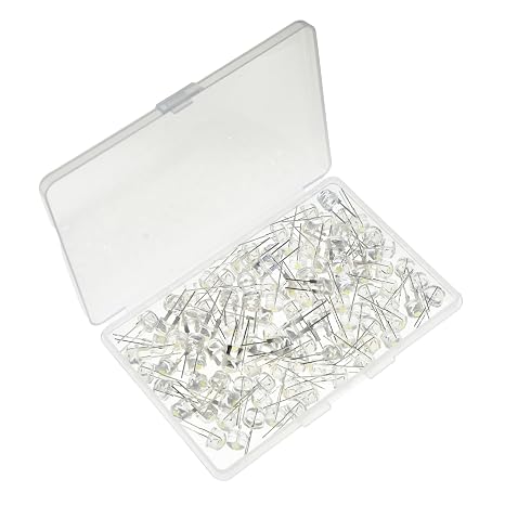100 Pieces 8mm 0.5W White LED Diode Light,F8 Straw Hat Top Water Transparent Clear Diffused Lens Emitting Lamps Indicator