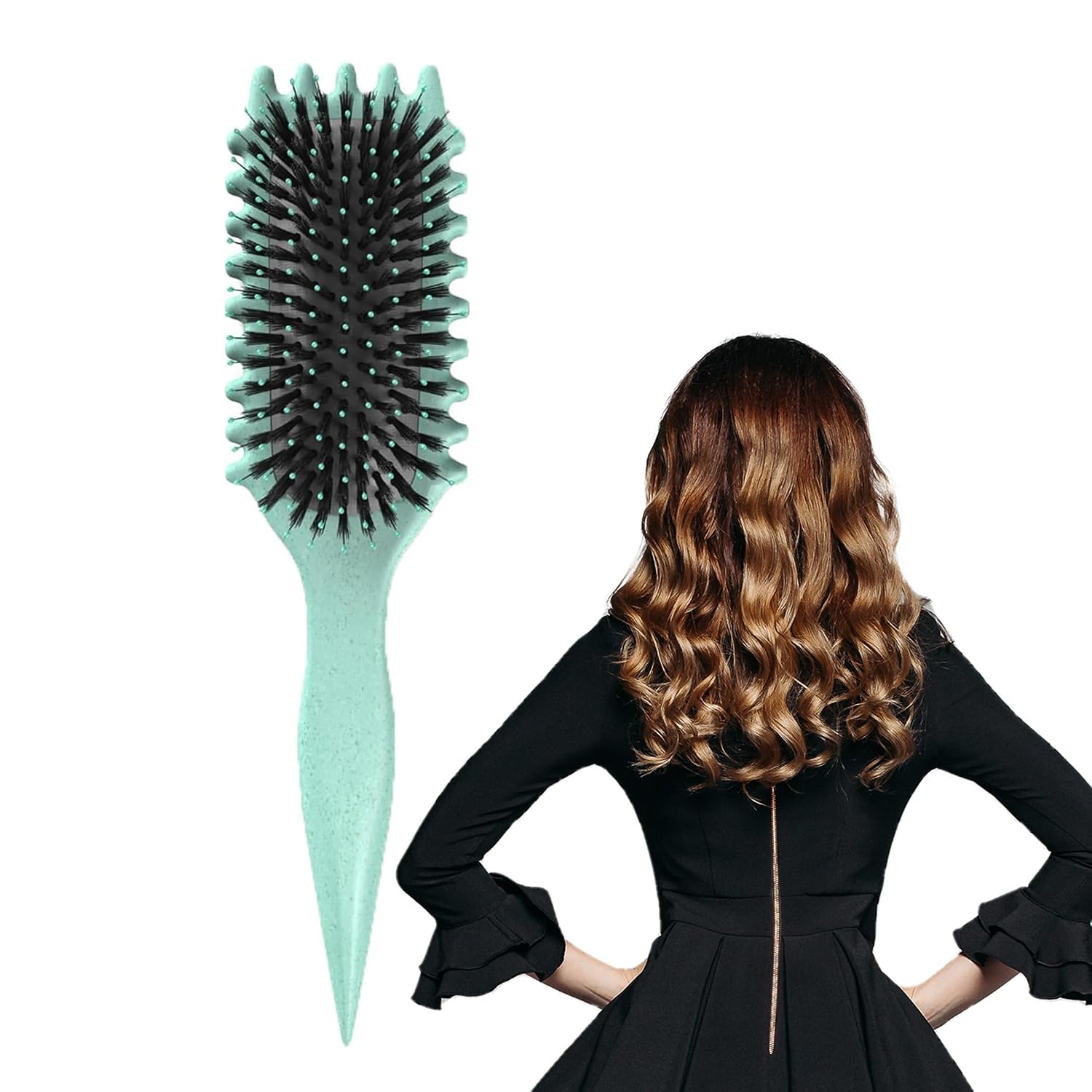 Bounce Curl Defining Brush, Ideal For Curly Hair,The Essential Tool For Shaping and Styling Your Curls, Achieve Perfectly Defined Curls Green