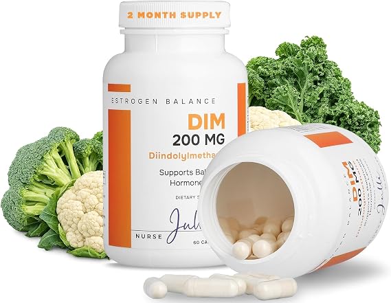 DIM Estrogen Supplement for Women - Hormone Balance & Harmony Support for Menopause, PCOS & Hormonal Acne with Antioxidant Properties - 200 Mg, 60 Count (Pack of 1)
