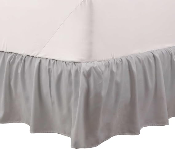 Martex King Ruffle Bed Skirt | Easy Fit Bed Skirts | Microfiber Bed Skirt | 15 Inch Drop | Hotel Quality Bedskirt | Gray