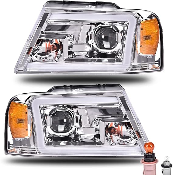 CHEDA LED DRL Headlights Assembly, Headlamp(Clear lens Chrome Housing Amber