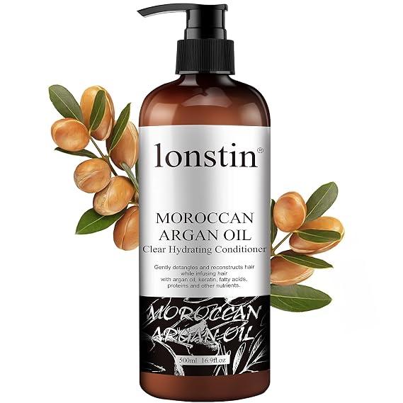 Hair Conditioner, Moroccan Argan Oil Clear Hydrating Hair Conditioner for Damaged, Split Ends,Dry, Curly or Frizzy Hair to Intense Hydration, Shine and Silkiness Hair-16.9 fl oz