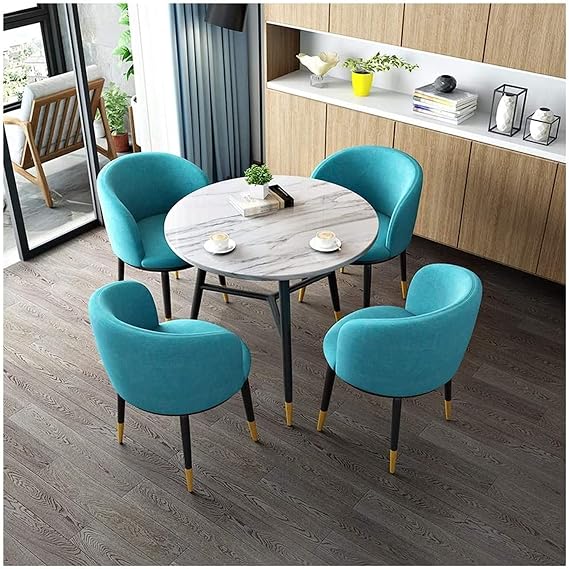 Office Conference Table Small Meeting Coffee Table Nordic Modern Hotel Table and Chair Combination Cafe Tables and Chairs Set Living Room Balcony Bedroom Dessert Shop Office(Color:Blue,Size:60cm)