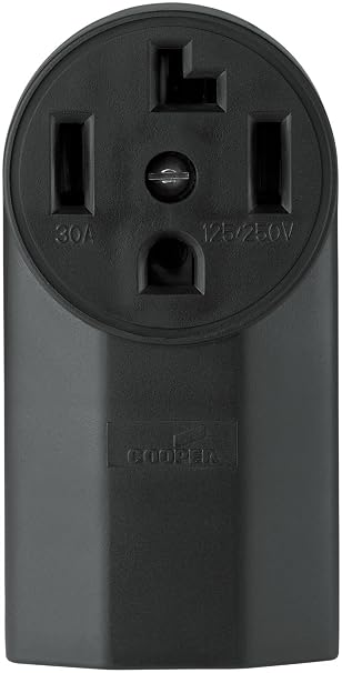 Eaton WD1225 30-Amp 3-Pole 4-Wire 125-Volt Surface Mount Dryer Power Receptacle, Black