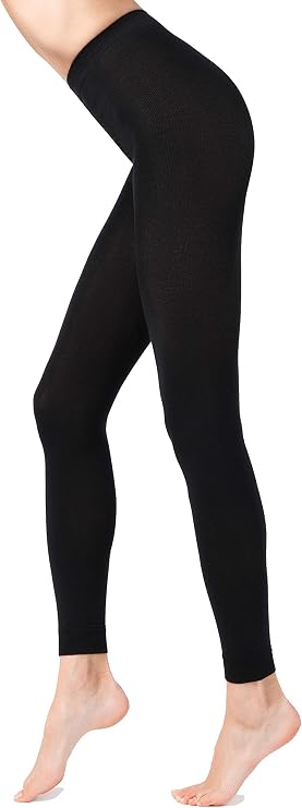Conte Black Thermal Leggings Footless Tights Base Layer Cotton 250 den