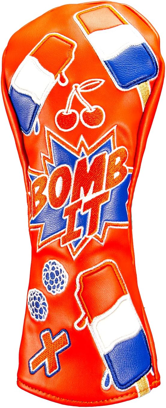 CMC Design Golf Club Head Cover - Bomb-it Golf Cover for Mallet, Driver, Fairway, Hybrid - Beautiful Design Elements & Soft Protective Lining Great Fit for Driver & Golfer - Red, White & Blue