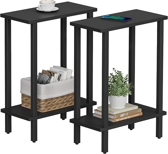 TUTOTAK Small Side Table, Narrow End Table, Skinny Sofa Table, Slim Nightstand, Living Room, Bed Room, Black TB01BK0622EU