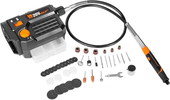 WEN 20V Max Cordless Variable Speed Rotary Tool Station with Flex Shaft and 40 Accessories (Tool Only Battery Not Included) (20923BT)