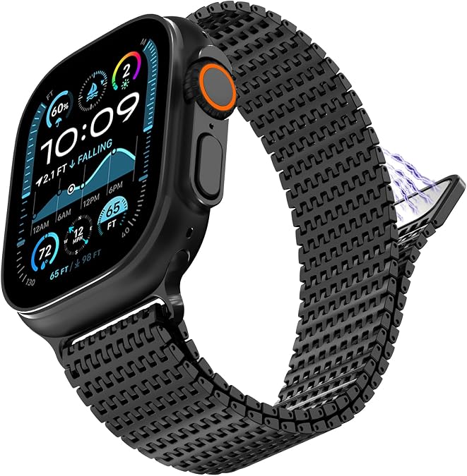 NewWays for Apple Watch Metal Bands, Stainless Steel Milanese Mesh Loop Magnetic Clasp iWatch Band for Apple Watch Ultra 2 Series 10 9 8 7 6 5 4 3 2 1 SE SE2 for Men Women