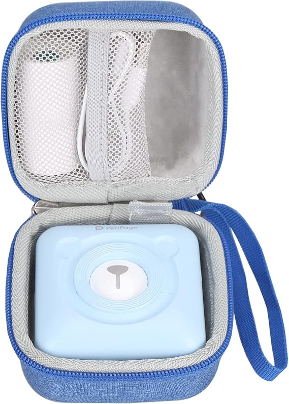Hard EVA Storage Case for PeriPage A6 Mini Printer,HuiJuKeJi Sticker Printer(with mesh Pocket-Peripage Mini Printer)
