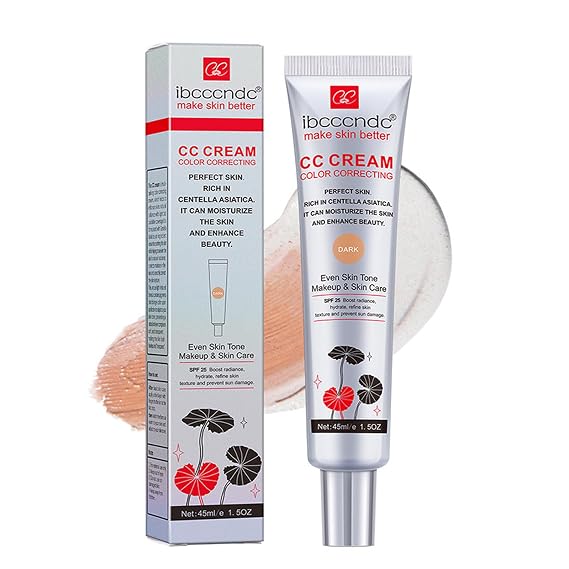Hydrating CC Cream Foundation with Centella Asiatica - Multi-Purpose Pre-Makeup Primer Moisturizing Facial Concealer Sunscreen Full-Coverage CC Cream with SPF 25 (01)