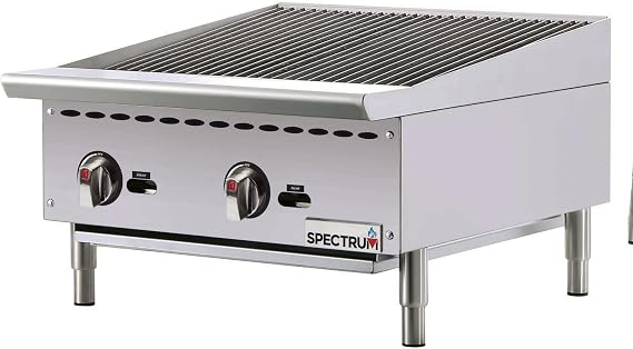 Winco 24" Commercial Natural Gas Charbroil Grill, 2 Burner | 2 independent heat zones, Large grilling surface for multiple foods, Foodservice