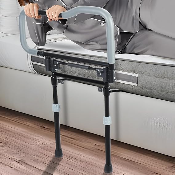 Bed Rails for Elderly Adults Safety, Heavy-Duty Adjustable Foldable Grab Bar Handrails, Elderlys Assistance Products, Fall Preventions Assist Handle Black