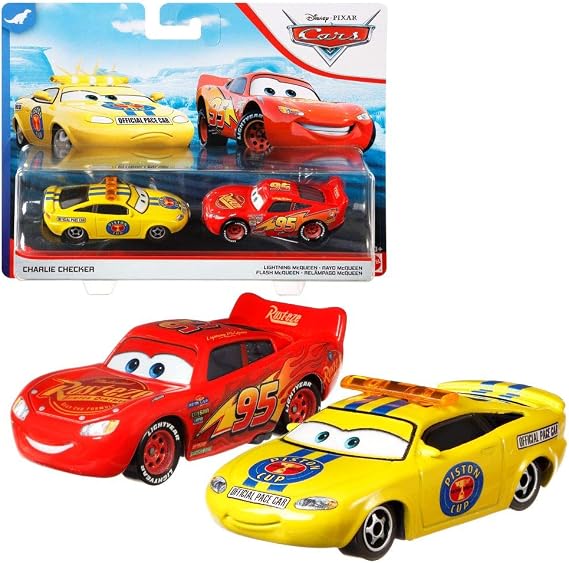 Mattel Double Pack Selection | Disney Cars | Vehicle Models | Die Cast 1:55, Cars Doppelpacks:Charlie Checker & Flash McQueen