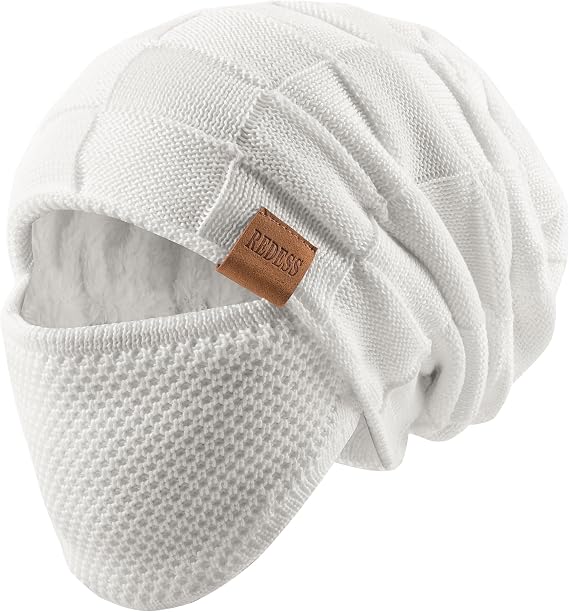 REDESS Beanie Hat for Men and Women Winter Warm Hats Knit Slouchy Thick Skull Cap with Face Cover