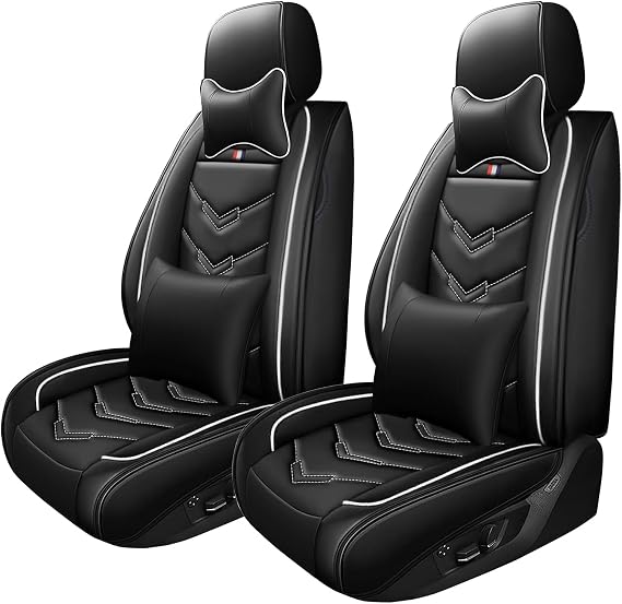 Car Seat Cover for Hyundai Elantra 2001-2025, Waterproof Durable Compatible Airbag, Premium Leather Seat Protector(2 Seats Luxury,Black White)