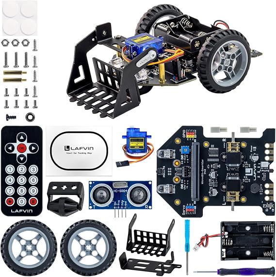 LAFVIN MicroBit Smart Robot Car for MakeCode and MicroPython,STEM Educational Coding Robot for Kids Beginner(Without Microbit)