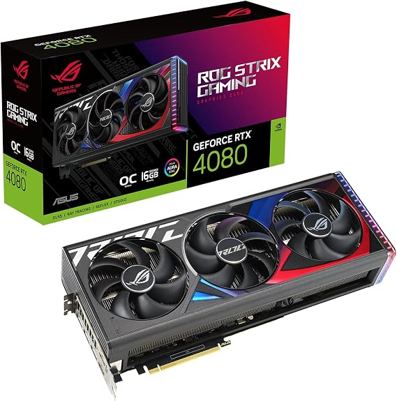 ASUS ROG Strix GeForce RTX 4080 OC Edition Gaming Graphics Card (PCIe 4.0, 16GB GDDR6X, HDMI 2.1a, DisplayPort 1.4a),