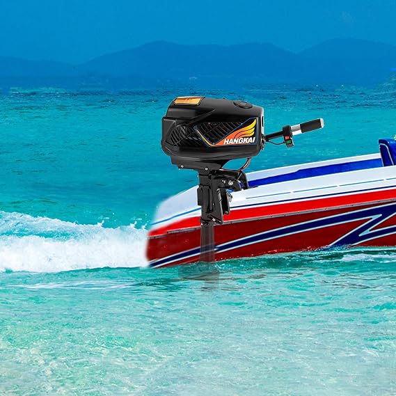 HANGKAI 5HP Electric Outboard Motor,180 Rotatable Bracket Outboard Motor 48V 1200W Brushless Engine Motor Fishing Boat Trolling Engine 42cm Short Shaft Tiller Control