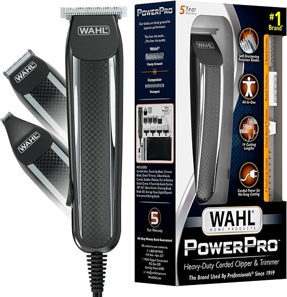 Wahl PowerPro Corded Detailer Trimmer Kit for Mens Grooming