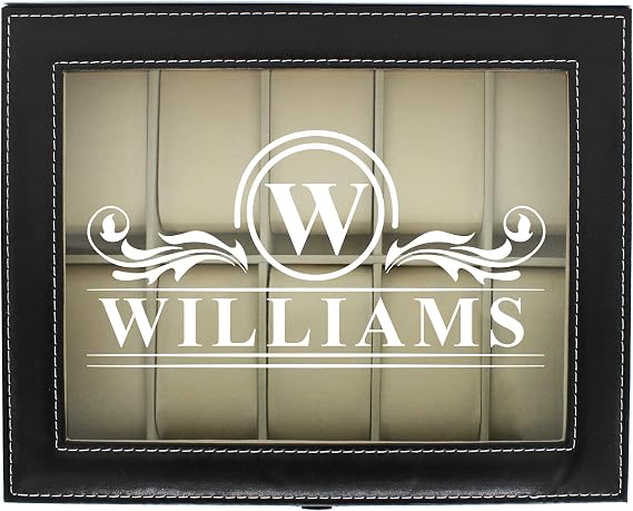 The Wedding Party Store Engraved Watch Box for Men - Personalized Gifts for Him - Custom Husband Boyfriend Gift (Black)