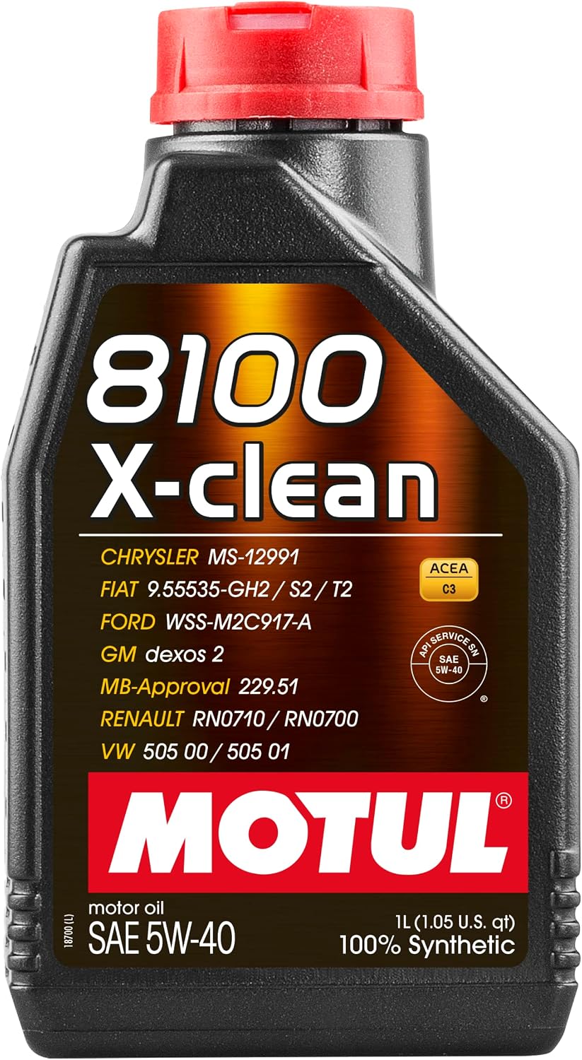 Motul 102786 | Motul 8100 X-clean 100% Synthetic Lubricant for Petrol & Diesel Vehicles | Fully Synthetic | Viscosity SAE J 300, 5W-40 | 1 Litre