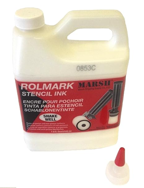 Marsh 20923 Rolmark Stencil Ink, 1 qt Can, White
