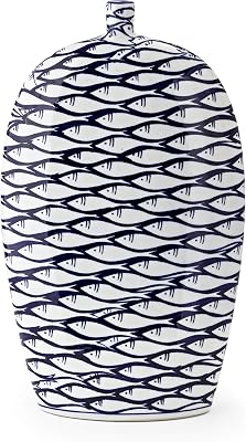 IMAX Short 13827 Fisher Vase, White & Black
