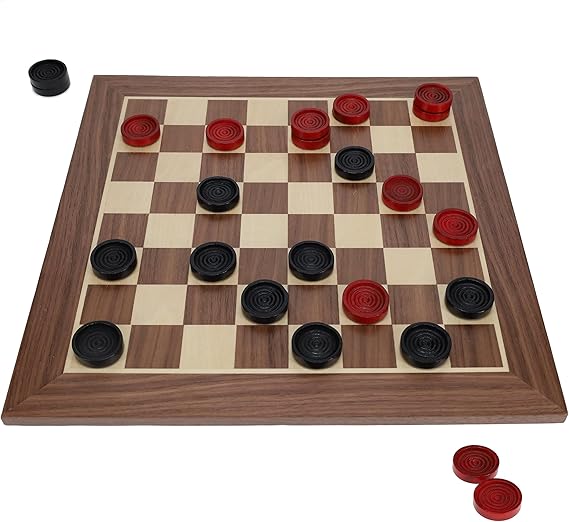 WE Games Old School Wooden Checkers Set Red and Black Pieces 12 Inch Classic Board Game for Strategy Play, Gatherings, and Game Nights
