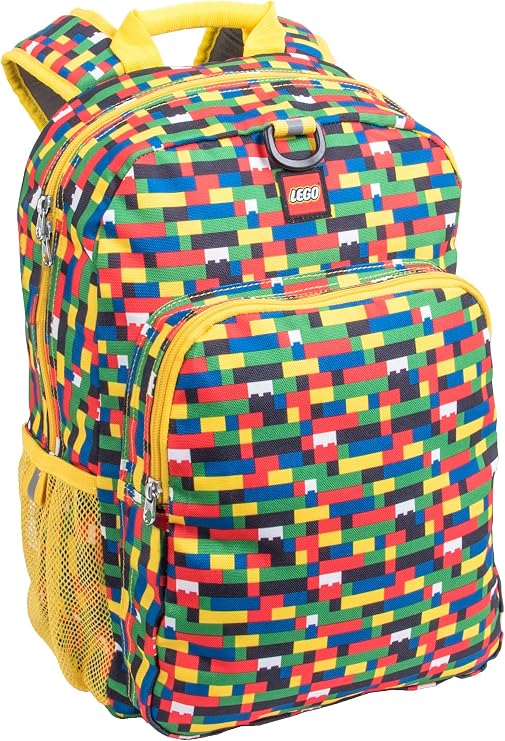 LEGO Iconic Prints Kids School Backpack Bookbag, for Travel, On-the-Go, Back to School, Boys and Girls, with Adjustable Padded Straps and Fun patterns, Brick Wall