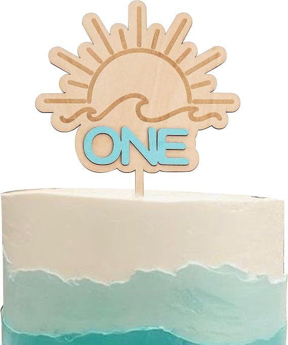 Wave Surf Wooden Cake Topper