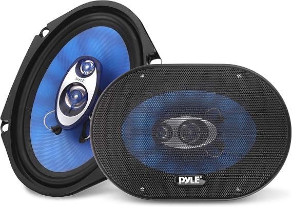 Pyle 6 x 8 Car Sound Speaker (Pair) - Upgraded Blue Poly Injection Cone 3-Way 360 Watts w/ Non-fatiguing Butyl Rubber Surround 70 - 20Khz Frequency Response 4 Ohm & 1" ASV Voice Coil - Pyle PL683BL