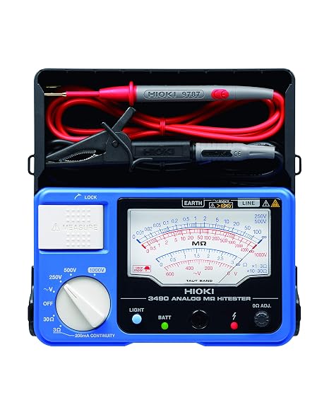 Hioki 3490 Analog Megohm HiTester, 4000 Megohms Resistance, 250V, 500V, 1000V DC Test Voltage | 4000 Megohms Resistance, 250V, 500V, 1000V DC Test Voltage