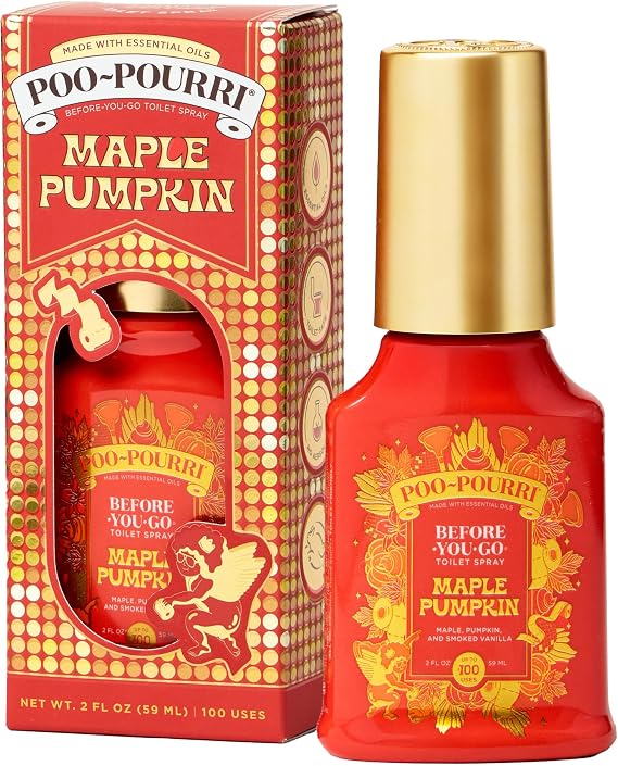 Poo~Pourri Maple Pumpkin 2oz Before-You-Go Toilet Spray - Instantly Trap Bathroom Odor - Plant Based Ingredients & Essential Oils - No synthetic fragrance - Maple, Pumpkin, and Smoked Vanilla Scent